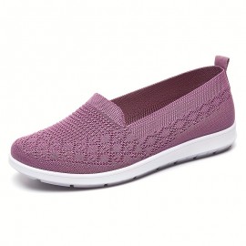 Women's Comfy Solid Flat Shoes, Breathable Non Slip Soft Sole Slip On Shoes, Casual Walking Loafers