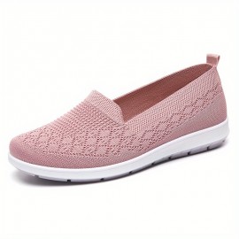 Women's Comfy Solid Flat Shoes, Breathable Non Slip Soft Sole Slip On Shoes, Casual Walking Loafers