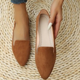 Women's Simple Flat Shoes, Elegant Point Toe Slip On Work Shoes, Lightweight & Comfortable Shoes