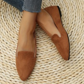 Women's Simple Flat Shoes, Elegant Point Toe Slip On Work Shoes, Lightweight & Comfortable Shoes