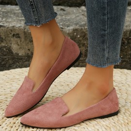 Women's Simple Flat Shoes, Elegant Point Toe Slip On Work Shoes, Lightweight & Comfortable Shoes