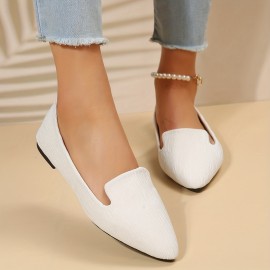 Women's Simple Flat Shoes, Elegant Point Toe Slip On Work Shoes, Lightweight & Comfortable Shoes