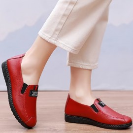 Women's Soft-sole Loafers, Lightweight Waterproof Slip On Shoes, Casual Round Toe Flats