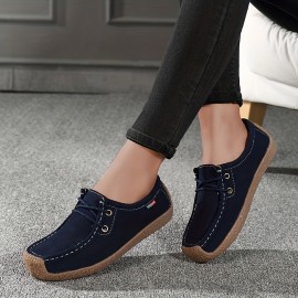 Women's Casual Flat Loafers, Comfy Slip On Low Top Micro Suede Shoes, Casual Non Slip Flats