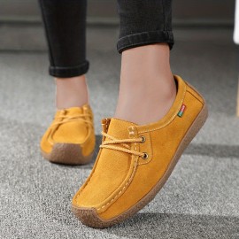 Women's Casual Flat Loafers, Comfy Slip On Low Top Micro Suede Shoes, Casual Non Slip Flats