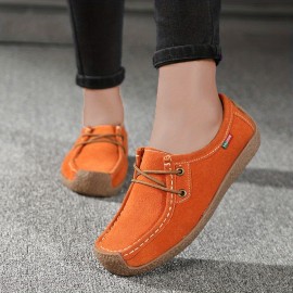 Women's Casual Flat Loafers, Comfy Slip On Low Top Micro Suede Shoes, Casual Non Slip Flats