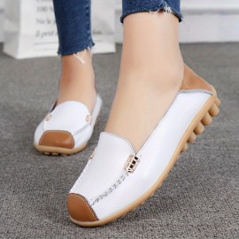 Women's Low Top Casual Shoes, Round Toe Slip-on Colorblock Comfy Shoes, Women's Lightweight Footwear