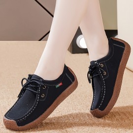 Women's Lace Up Loafers, Comfort & Lightweight Slip On Shoes, Casual Low Top Flat Shoes