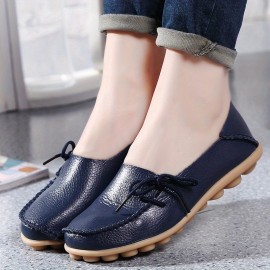 Women's Solid Color Bowknot Flats Shoes, Comfy Soft Sole Slip On Wear-resistant Shoes, Casual Walking Shoes