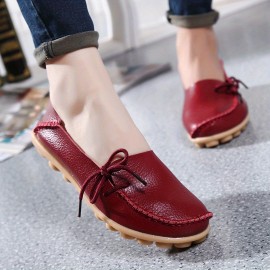 Women's Solid Color Bowknot Flats Shoes, Comfy Soft Sole Slip On Wear-resistant Shoes, Casual Walking Shoes