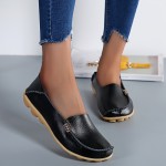 Women's Casual Solid Color Flat Shoes, Lightweight Soft Sole Slip On Walking Loafers, Non Slip Driving Flats