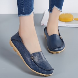 Women's Casual Solid Color Flat Shoes, Lightweight Soft Sole Slip On Walking Loafers, Non Slip Driving Flats