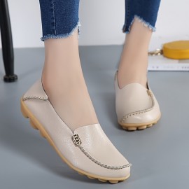 Women's Casual Solid Color Flat Shoes, Lightweight Soft Sole Slip On Walking Loafers, Non Slip Driving Flats