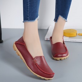 Women's Casual Solid Color Flat Shoes, Lightweight Soft Sole Slip On Walking Loafers, Non Slip Driving Flats