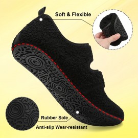 Women's Plush Flat Shoes, Closed Toe Warm Shoes, Comfort Indoor & Outdoor Slippers