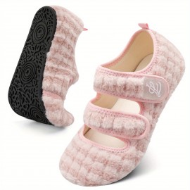 Women's Plush Flat Shoes, Closed Toe Warm Shoes, Comfort Indoor & Outdoor Slippers