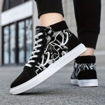 Men's Trendy High Top Skate Shoes, Lace Up Comfy Non Slip Stree Style Sneakers For All Seasons Outdoor Workout Activities