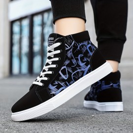 Men's Trendy High Top Skate Shoes, Lace Up Comfy Non Slip Stree Style Sneakers For All Seasons Outdoor Workout Activities