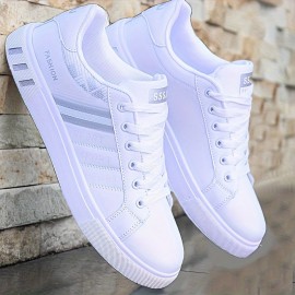 Men's Skate Shoes With Good Grip, Breathable Lace-up Sneakers