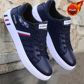 Men's Lace-up Sneakers, Striped Detail Design Skate Shoes With Good Grip, Breathable