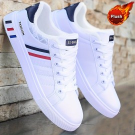 Men's Lace-up Sneakers, Striped Detail Design Skate Shoes With Good Grip, Breathable