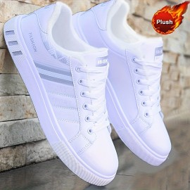 Men's Lace-up Sneakers, Striped Detail Design Skate Shoes With Good Grip, Breathable