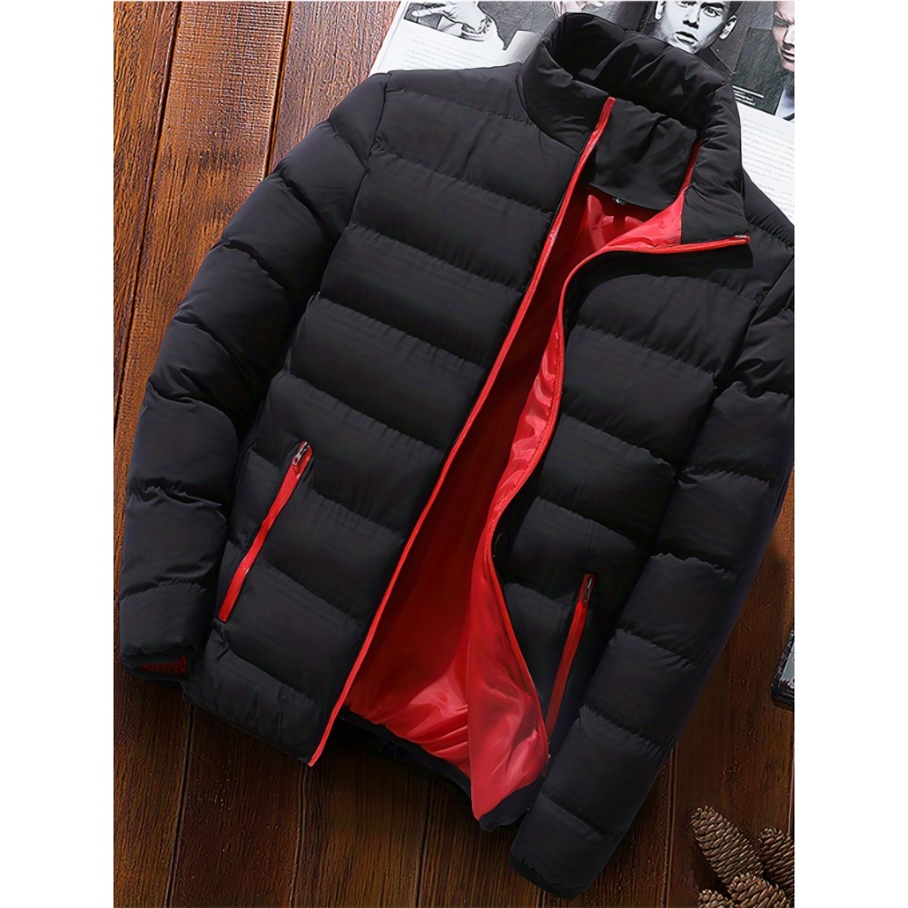 Winter Men's Casual Slim Fit Stand Collar Zipper-Up Padded Jacket