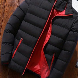 Winter Men's Casual Slim Fit Stand Collar Zipper-Up Padded Jacket