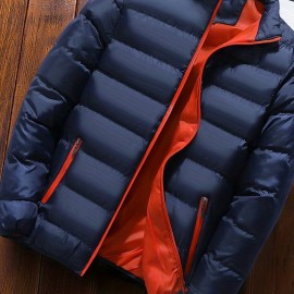 Winter Men's Casual Slim Fit Stand Collar Zipper-Up Padded Jacket