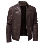 Men's PU Leather Biker Jacket For Fall Winter