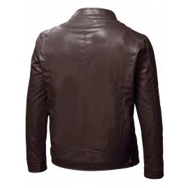 Men's PU Leather Biker Jacket For Fall Winter