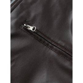 Men's PU Leather Biker Jacket For Fall Winter