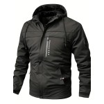 Warm Fleece Hooded Jacket, Men's Casual Winter Jacket Coat For Outdoor Activities