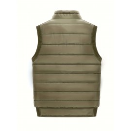 Men's Warm Fleece Stand Collar Vest For Fall Winter