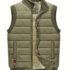 Men's Warm Fleece Stand Collar Vest For Fall Winter