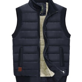 Men's Warm Fleece Stand Collar Vest For Fall Winter