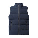 Warm Winter Vest, Men's Casual Zipper Pockets Stand Collar Zip Up Vest For Fall Winter