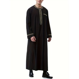 Men's Saudi Arabic Thobe Jubba Dishdasha Long Sleeve Robe, Islamic Dress, Ramadan Muslim Dress Middle East Islamic Clothing