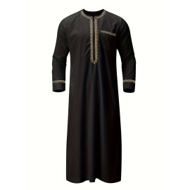 Men's Saudi Arabic Thobe Jubba Dishdasha Long Sleeve Robe, Islamic Dress, Ramadan Muslim Dress Middle East Islamic Clothing