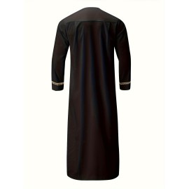 Men's Saudi Arabic Thobe Jubba Dishdasha Long Sleeve Robe, Islamic Dress, Ramadan Muslim Dress Middle East Islamic Clothing