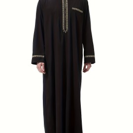 Men's Saudi Arabic Thobe Jubba Dishdasha Long Sleeve Robe, Islamic Dress, Ramadan Muslim Dress Middle East Islamic Clothing