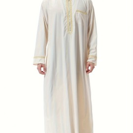 Men's Saudi Arabic Thobe Jubba Dishdasha Long Sleeve Robe, Islamic Dress, Ramadan Muslim Dress Middle East Islamic Clothing