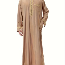 Men's Saudi Arabic Thobe Jubba Dishdasha Long Sleeve Robe, Islamic Dress, Ramadan Muslim Dress Middle East Islamic Clothing