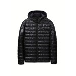 Men's All Match Warm Padded Jacket For Fall Winter, Hooded Winter Coat