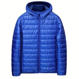 Men's All Match Warm Padded Jacket For Fall Winter, Hooded Winter Coat