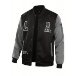 Letter Print Varsity Jacket, Men's Casual Color Block Button Up Jacket For Spring Fall School Baseball