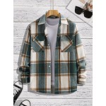 Men's Shirt Top Turn-Down Collar Long Sleeve Closure Classic Plaid Male Casual Shirt For Daily