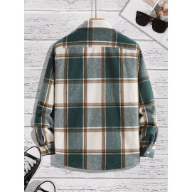 Men's Shirt Top Turn-Down Collar Long Sleeve Closure Classic Plaid Male Casual Shirt For Daily