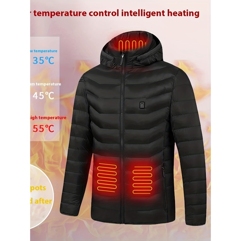 Lightweight Warm Heating Cotton Padded Coat, Casual Zip Up Lightweight Jacket Coat For Fall Winter Without Battery And Power Bank