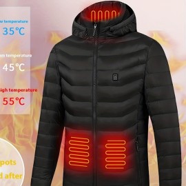 Lightweight Warm Heating Cotton Padded Coat, Casual Zip Up Lightweight Jacket Coat For Fall Winter Without Battery And Power Bank